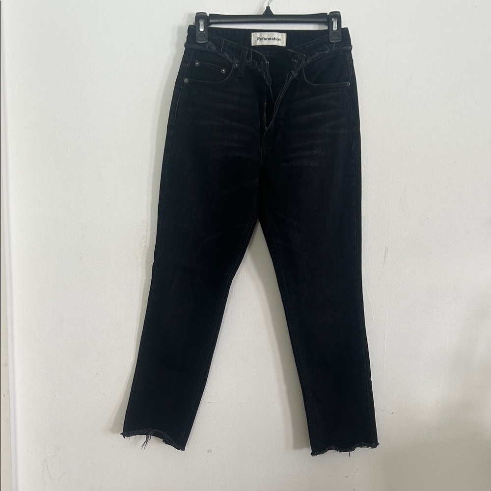 Reformation Black Straight-Leg Jeans